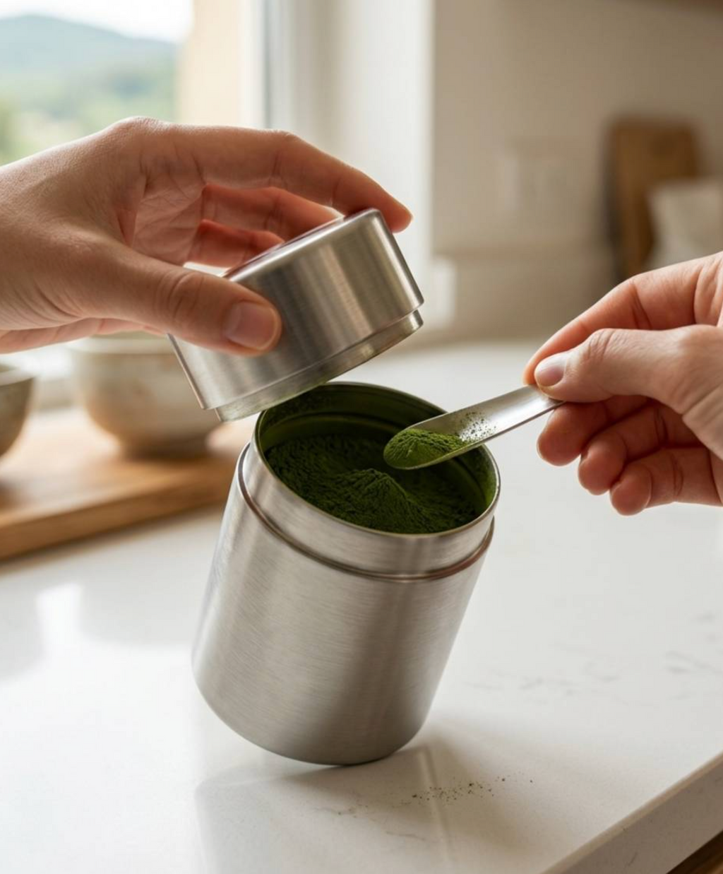 Boîte à thé inox avec cuillère