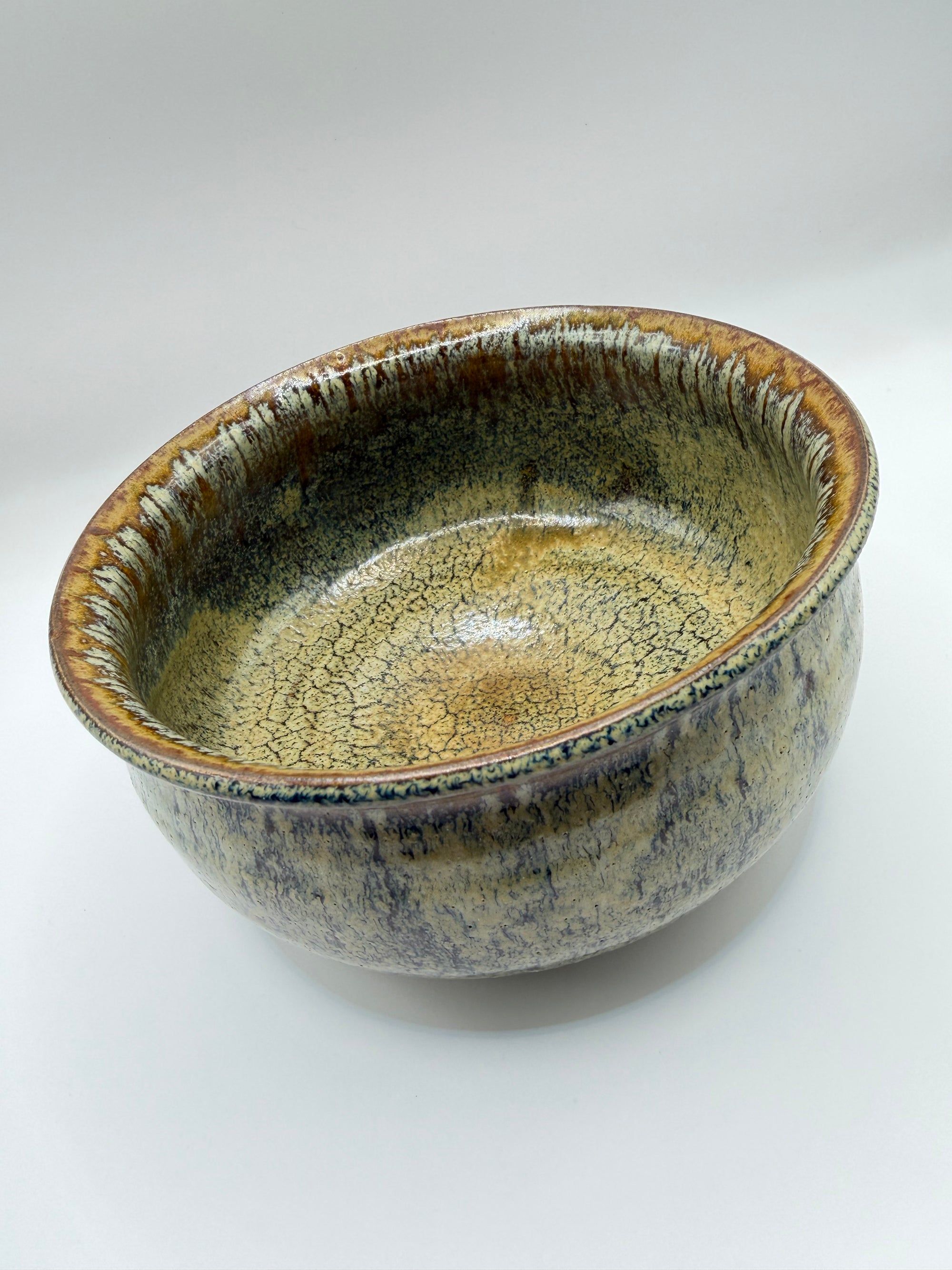 Bol vintage en grès émaillé, glaçure cendrée