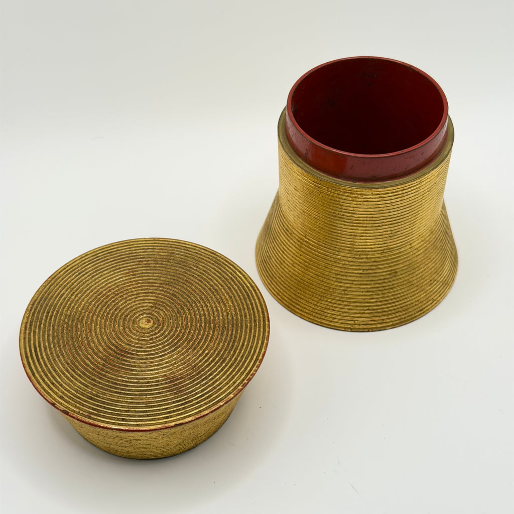 Pot à Matcha Doré à la Laque, Pièce Vintage de Collection