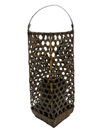 Panier ikebana en bambou tressé kagome, avec insert laqué noir